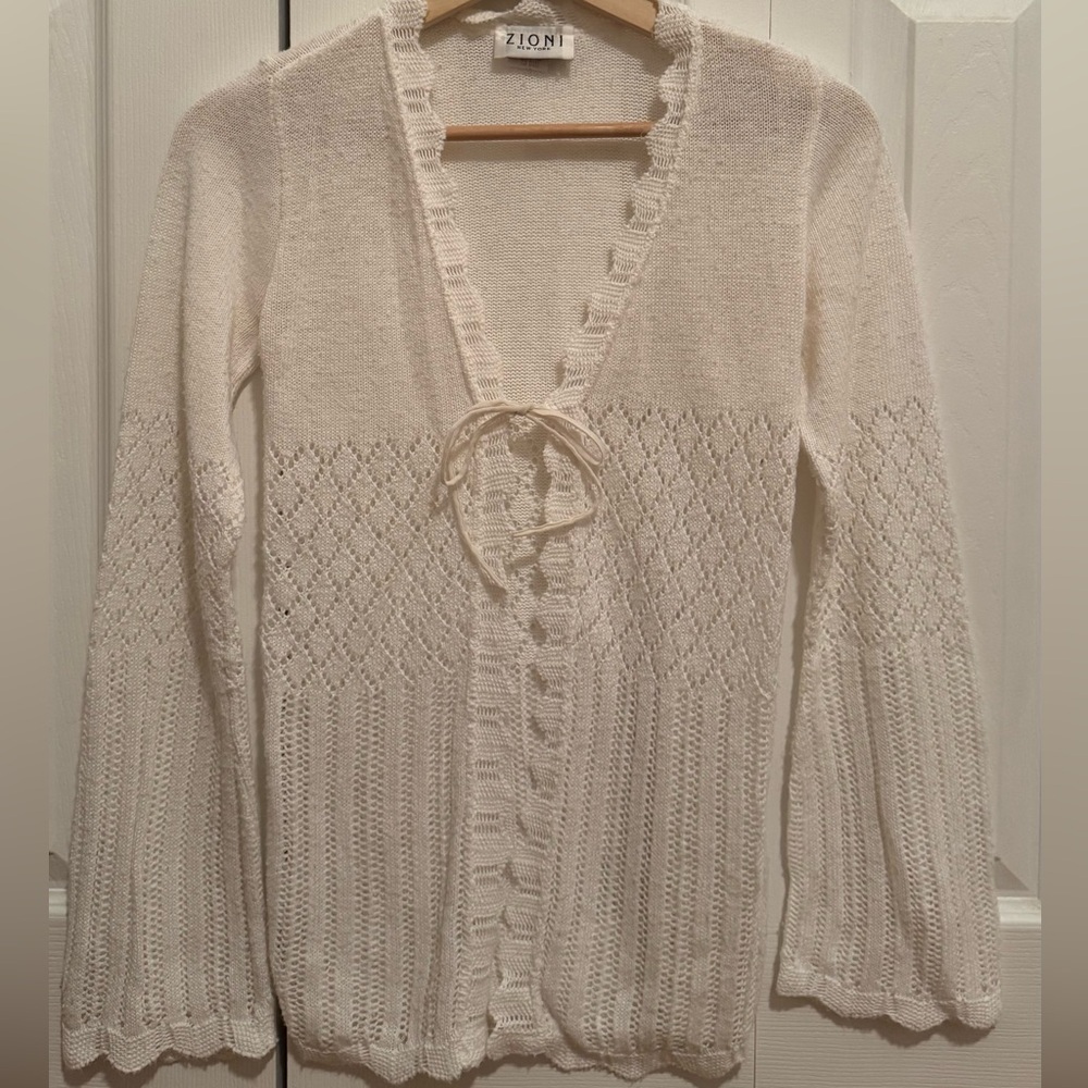 White Knit Cardigan Sweater
